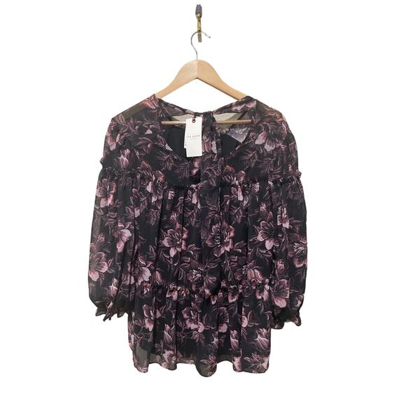 Ted Baker London Ballou Tiered Chiffon Blouse Size 8 - Picture 6 of 8